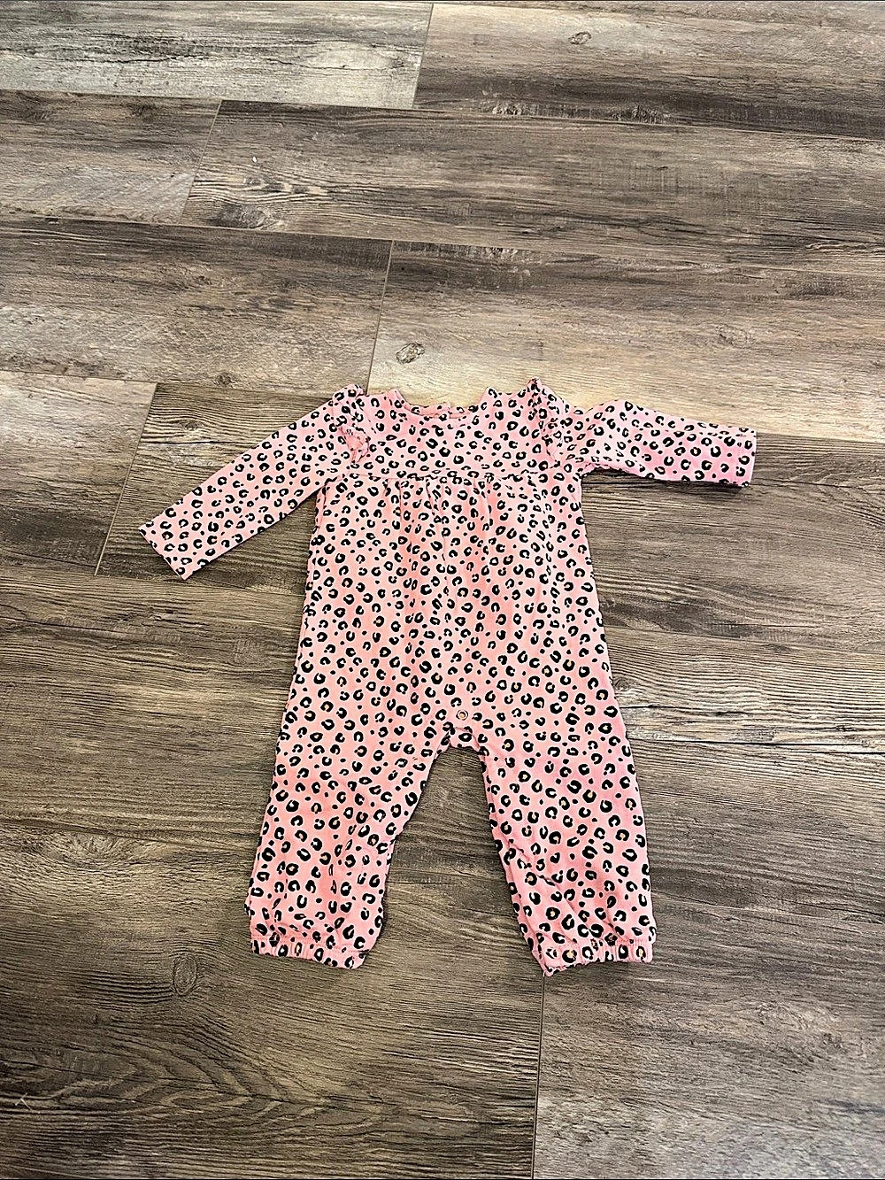 Little Me Baby 3M Pink & Black Leopard Footie